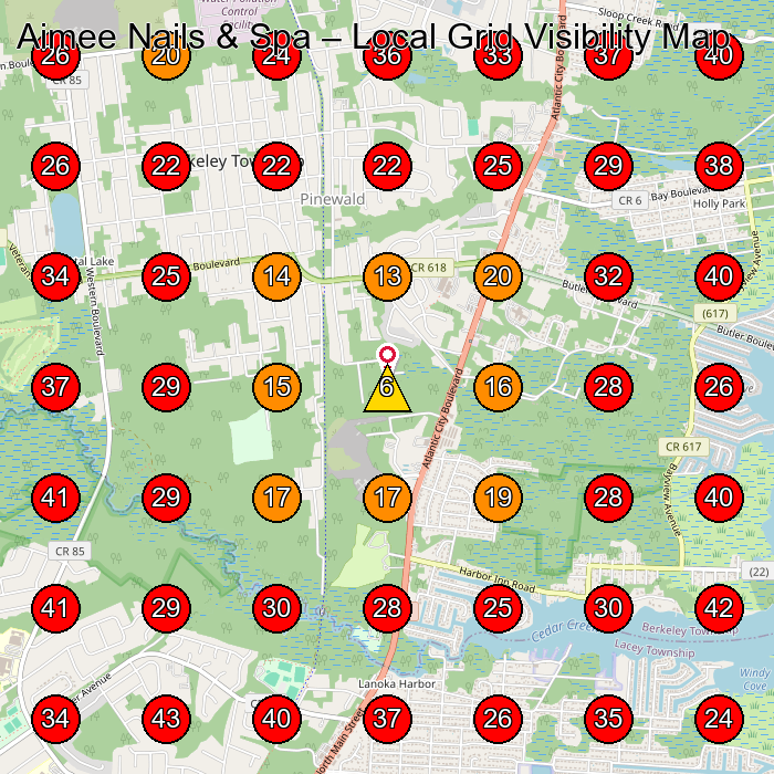Aimee Nails & Spa GeoGrid visibility map for Hair Salon in Bayville